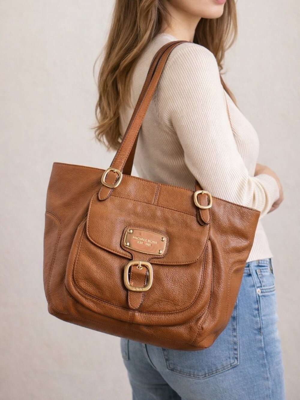 Michael Kors Large Tote Satchel Buckle Bag Purse